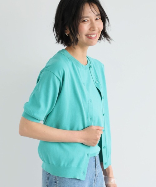 BARNYARDSTORM（バンヤードストーム）の「BARNYARDSTORM / 半袖カーディガン / ハンドウォッシャブル（カーディガン/ボレロ・レディース・ベージュ/ネイビー/グリーン・1/0）」の10枚目の写真