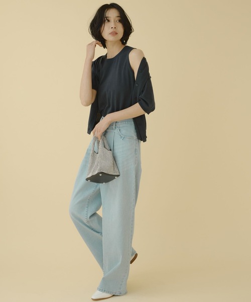 BARNYARDSTORM（バンヤードストーム）の「BARNYARDSTORM / 半袖カーディガン / ハンドウォッシャブル（カーディガン/ボレロ・レディース・ベージュ/ネイビー/グリーン・1/0）」の20枚目の写真