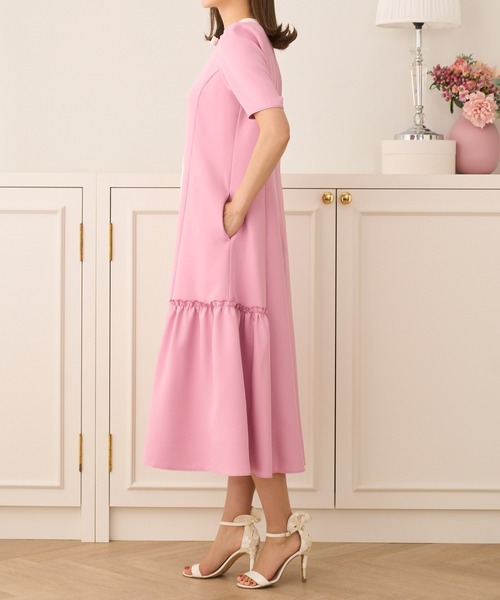 Prima Scherrer(プリマシェレル)の「配色リボン リラックス ストレッチ ワンピース 半袖 Prima Scherrer(ワンピース・レディース・ホワイト/ピンク/ブラック・S/M)」の5枚目の写真