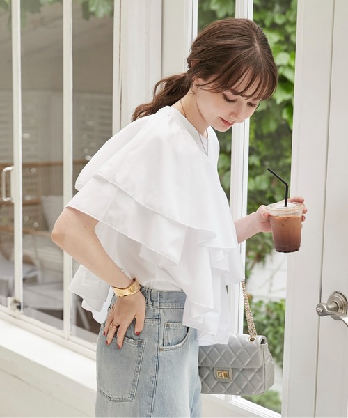 セール】アシンメトリー フリルTEE（Tシャツ/カットソー