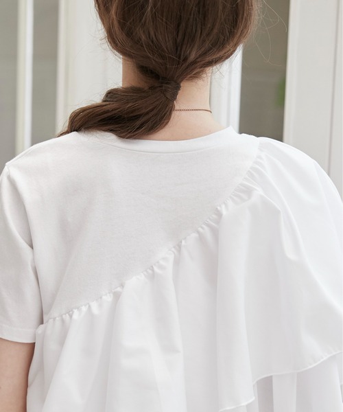ANGIE(アンジー)の「アシンメトリー フリルTEE(Tシャツ/カットソー・レディース・ブラック/ホワイト・FREE)」の12枚目の写真