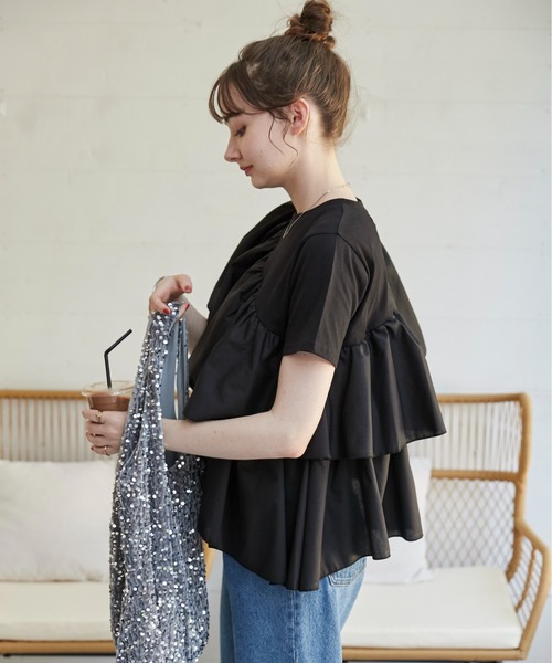 【美品】SÉZANE アシンメトリー フリルエッジ シャツ 美品】SÉZANE アシンメトリー フリルエッジ シャツ