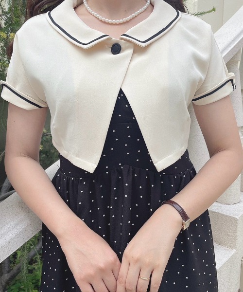 an another angelus（アンアナザーアンジェラス）の「ジャケット付きドットキャミワンピース/ananotherangelus（ワンピース・レディース・ホワイト×ブルー/ブラック×ホワイト・FREE）」の7枚目の写真