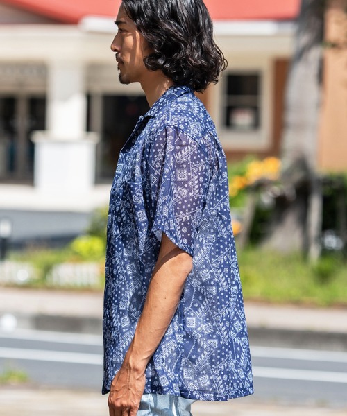 JEMORGAN（ジェーイーモーガン）の「『JEMORGAN LONG JOHNS/ジェーイーモーガンロングジョーンズ』メッシュ総柄プリントオープンカラーシャツ 半袖（シャツ/ブラウス・メンズ・E/D/A・L/M）」の6枚目の写真