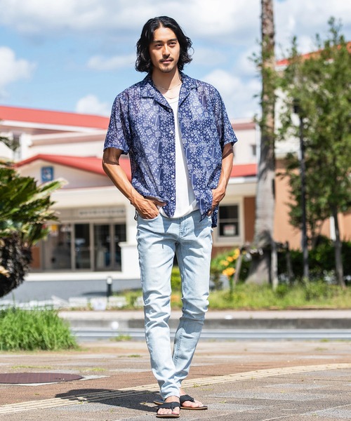 JEMORGAN（ジェーイーモーガン）の「『JEMORGAN LONG JOHNS/ジェーイーモーガンロングジョーンズ』メッシュ総柄プリントオープンカラーシャツ 半袖（シャツ/ブラウス・メンズ・E/D/A・L/M）」の8枚目の写真