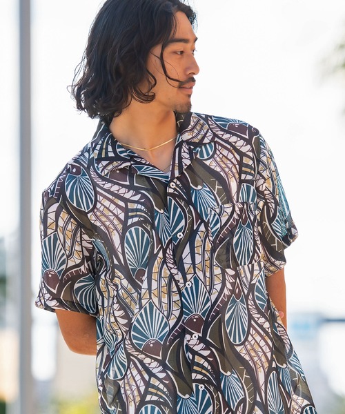 JEMORGAN（ジェーイーモーガン）の「『JEMORGAN LONG JOHNS/ジェーイーモーガンロングジョーンズ』メッシュ総柄プリントオープンカラーシャツ 半袖（シャツ/ブラウス・メンズ・E/D/A・L/M）」の15枚目の写真