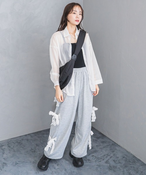ブラウス シャツ GRAYS レディース TREOVER ブラウス シャツ ビッグシアーシャツ レディース