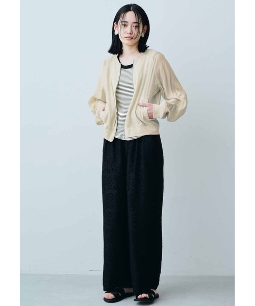 MEDE19F　ギャザースリーブシアーブルゾン〈ブラック〉 セール】MEDE19F ギャザースリーブシアーブルゾン