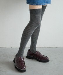 [かかとクッション入り]厚底スタッズローファー