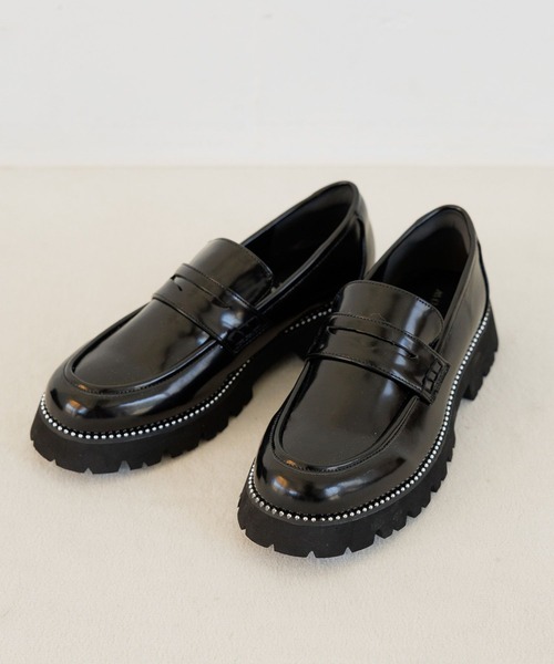 BAYFLOW（ベイフロー）の「[かかとクッション入り]厚底スタッズローファー（ローファー・レディース・ブラウン/ブラック・MEDIUM/LARGE）」の21枚目の写真