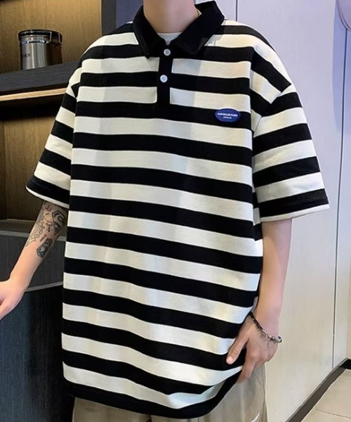 MGV（エムジーヴィー）の「シンプルボーダーポロシャツ（ポロシャツ・メンズ・ブラック/グリーン/ブラウン・X-LARGE/MEDIUM/LARGE）」の5枚目の写真