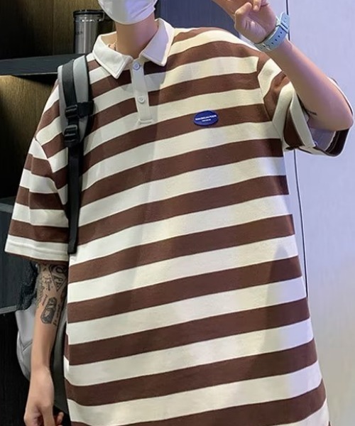 MGV（エムジーヴィー）の「シンプルボーダーポロシャツ（ポロシャツ・メンズ・ブラック/グリーン/ブラウン・X-LARGE/MEDIUM/LARGE）」の10枚目の写真