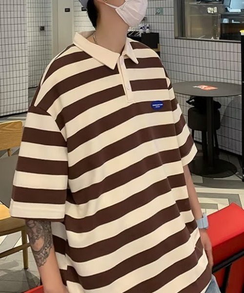 MGV（エムジーヴィー）の「シンプルボーダーポロシャツ（ポロシャツ・メンズ・ブラック/グリーン/ブラウン・X-LARGE/MEDIUM/LARGE）」の12枚目の写真