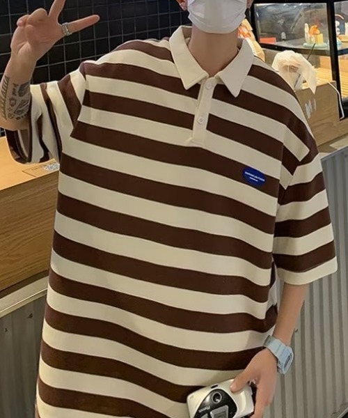 MGV（エムジーヴィー）の「シンプルボーダーポロシャツ（ポロシャツ・メンズ・ブラック/グリーン/ブラウン・X-LARGE/MEDIUM/LARGE）」の13枚目の写真