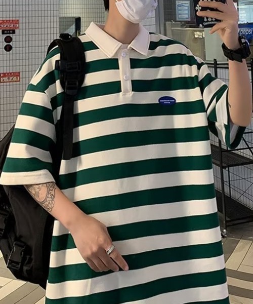 MGV（エムジーヴィー）の「シンプルボーダーポロシャツ（ポロシャツ・メンズ・ブラック/グリーン/ブラウン・X-LARGE/MEDIUM/LARGE）」の14枚目の写真