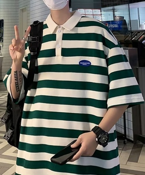 MGV（エムジーヴィー）の「シンプルボーダーポロシャツ（ポロシャツ・メンズ・ブラック/グリーン/ブラウン・X-LARGE/MEDIUM/LARGE）」の15枚目の写真