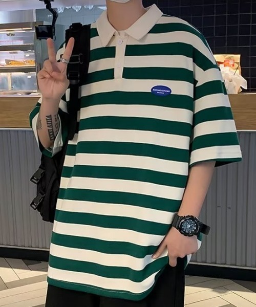 MGV（エムジーヴィー）の「シンプルボーダーポロシャツ（ポロシャツ・メンズ・ブラック/グリーン/ブラウン・X-LARGE/MEDIUM/LARGE）」の17枚目の写真