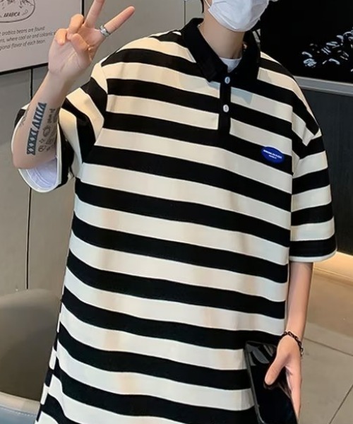 MGV（エムジーヴィー）の「シンプルボーダーポロシャツ（ポロシャツ・メンズ・ブラック/グリーン/ブラウン・X-LARGE/MEDIUM/LARGE）」の7枚目の写真