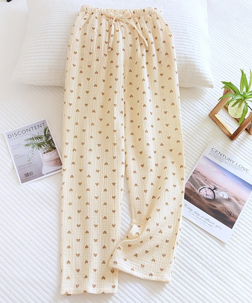 レディース 小粒ハートのコットンルームウェアパンツ（ルームウェア