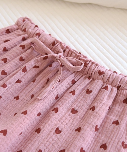 DAY CLOSET（デイ クローゼット）の「レディース 小粒ハートのコットンルームウェアパンツ（ルームウェア/パジャマ・レディース・ブルー/クリーム/パープル/ピンク・M/L/XL）」の8枚目の写真