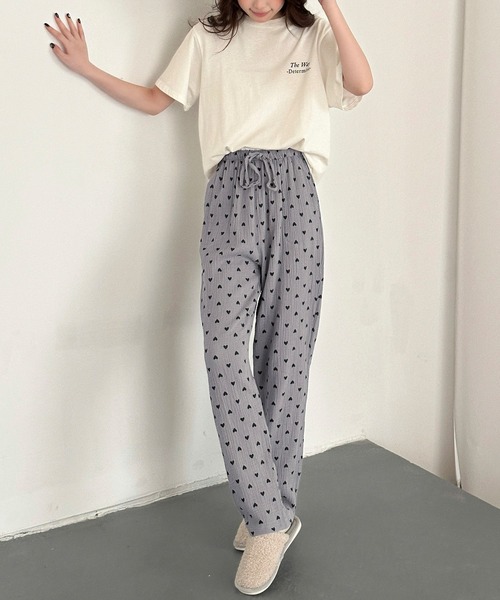 DAY CLOSET(デイ クローゼット)の「レディース 小粒ハートのコットンルームウェアパンツ(ルームウェア/パジャマ・レディース・ブルー/クリーム/パープル/ピンク/グレー/ブラック系その他/モカ/レッド系その他・M/L/XL)」の21枚目の写真