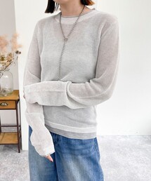 配色レイヤード風ニットプルオーバー