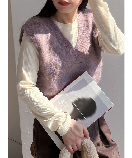 reca（レカ）の「【ZOZOTOWN限定】モヘアタッチMIXコンパクトベスト（ベスト・レディース・イエロー/ダークブラウン/ピンク・FREE）」の3枚目の写真