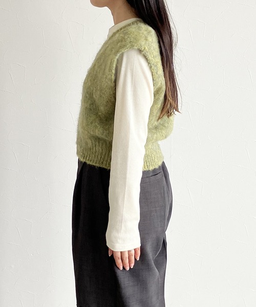 reca（レカ）の「【ZOZOTOWN限定】モヘアタッチMIXコンパクトベスト（ベスト・レディース・イエロー/ダークブラウン/ピンク・FREE）」の12枚目の写真