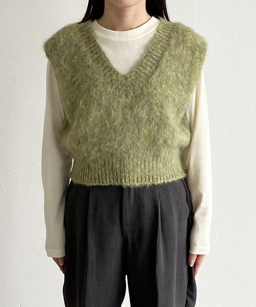 reca（レカ）の「【ZOZOTOWN限定】モヘアタッチMIXコンパクトベスト（ベスト・レディース・イエロー/ダークブラウン/ピンク・FREE）」の11枚目の写真