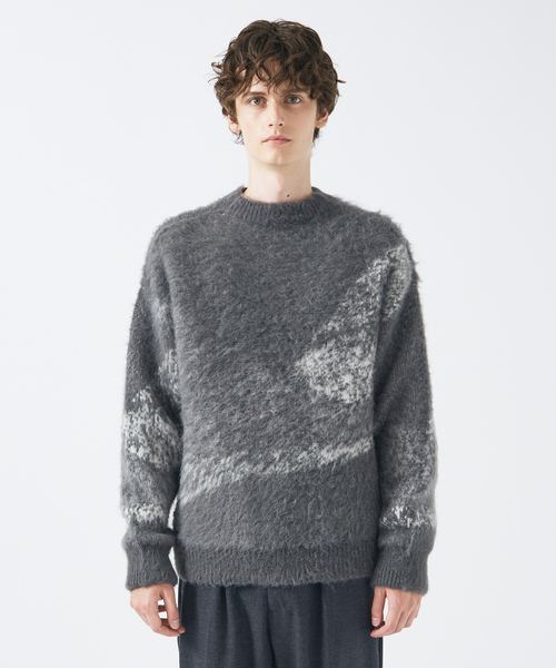 AH ABAHOUSE（エーエイチアバハウス）の「【AH ABAHOUSE】アブストラクト シャギーニット（ニット/セーター・メンズ・ブラック/グレー・48/46）」の8枚目の写真