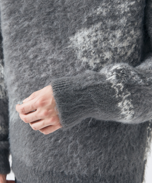 AH ABAHOUSE（エーエイチアバハウス）の「【AH ABAHOUSE】アブストラクト シャギーニット（ニット/セーター・メンズ・ブラック/グレー・48/46）」の12枚目の写真