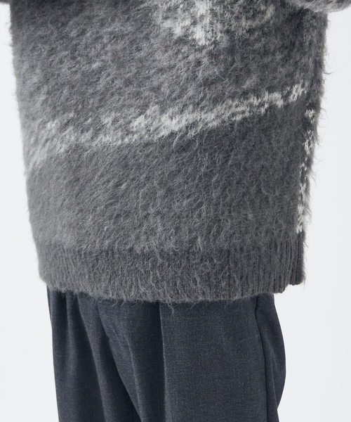 AH ABAHOUSE（エーエイチアバハウス）の「【AH ABAHOUSE】アブストラクト シャギーニット（ニット/セーター・メンズ・ブラック/グレー・48/46）」の13枚目の写真