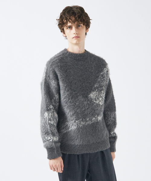 AH ABAHOUSE（エーエイチアバハウス）の「【AH ABAHOUSE】アブストラクト シャギーニット（ニット/セーター・メンズ・ブラック/グレー・48/46）」の15枚目の写真