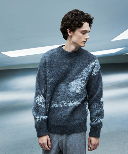 AH ABAHOUSE（エーエイチアバハウス）の「【AH ABAHOUSE】アブストラクト シャギーニット（ニット/セーター・メンズ・ブラック/グレー・48/46）」の3枚目の写真