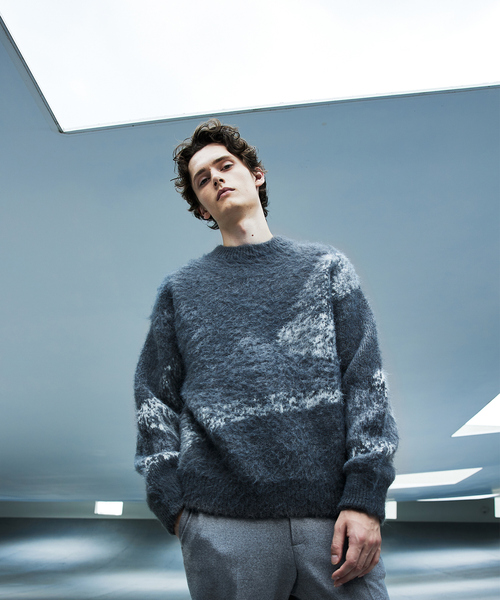 AH ABAHOUSE（エーエイチアバハウス）の「【AH ABAHOUSE】アブストラクト シャギーニット（ニット/セーター・メンズ・ブラック/グレー・48/46）」の4枚目の写真