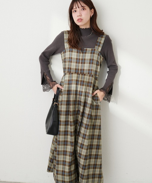 natural couture(ナチュラルクチュール)の「【WEB限定】キーネックタックプリーツジャンスカ(ワンピース・レディース・その他1/モカ/ブラック/ブルー・FREE)」の19枚目の写真