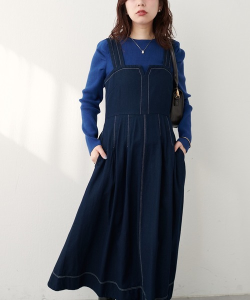 natural couture(ナチュラルクチュール)の「【WEB限定】キーネックタックプリーツジャンスカ(ワンピース・レディース・その他1/モカ/ブラック/ブルー・FREE)」の14枚目の写真