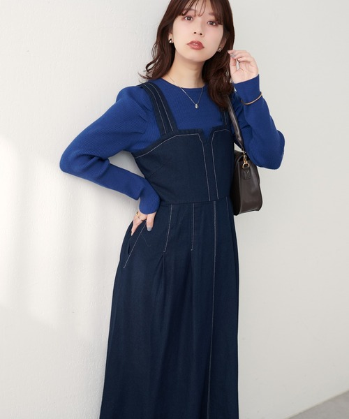 natural couture(ナチュラルクチュール)の「【WEB限定】キーネックタックプリーツジャンスカ(ワンピース・レディース・その他1/モカ/ブラック/ブルー・FREE)」の13枚目の写真