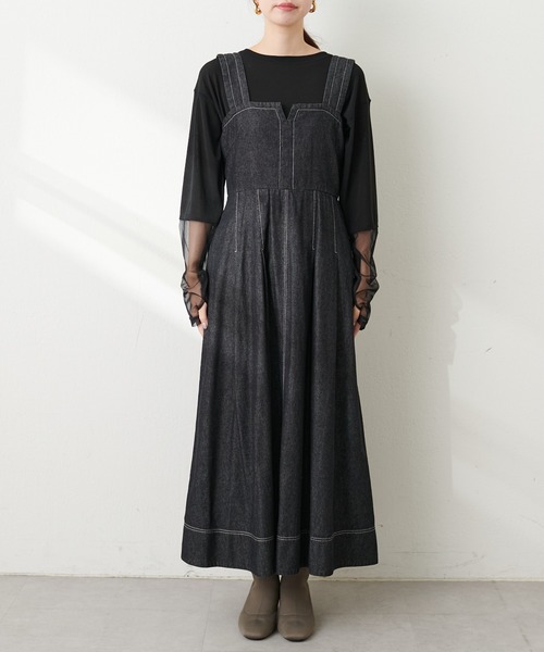 natural couture(ナチュラルクチュール)の「【WEB限定】キーネックタックプリーツジャンスカ(ワンピース・レディース・その他1/モカ/ブラック/ブルー・FREE)」の22枚目の写真