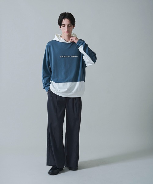 BROWNY（ブラウニー）の「BROWNY/ドルマンポンチプルパーカー（パーカー・メンズ・ブルー/ホワイト・LARGE/MEDIUM）」の4枚目の写真