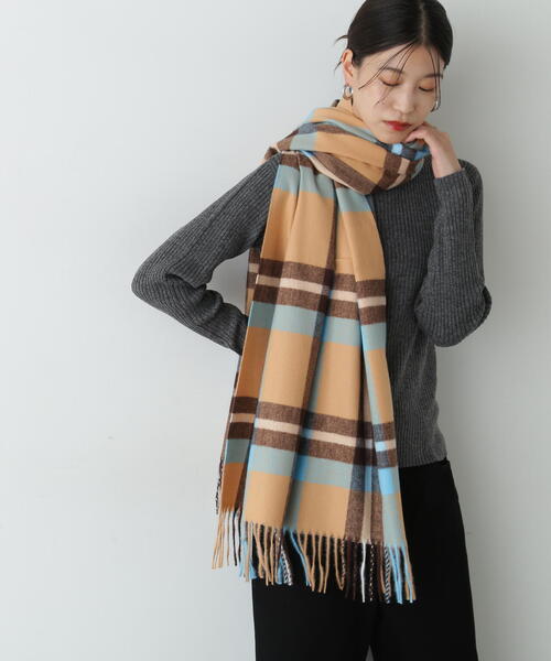 N.（N. Natural Beauty Basic）（エヌエヌナチュラルビューティーベーシック）の「◆チェックストール（ストール/ショール・レディース・ブルー系その他/イエロー系その他・ﾌﾘ-）」の16枚目の写真