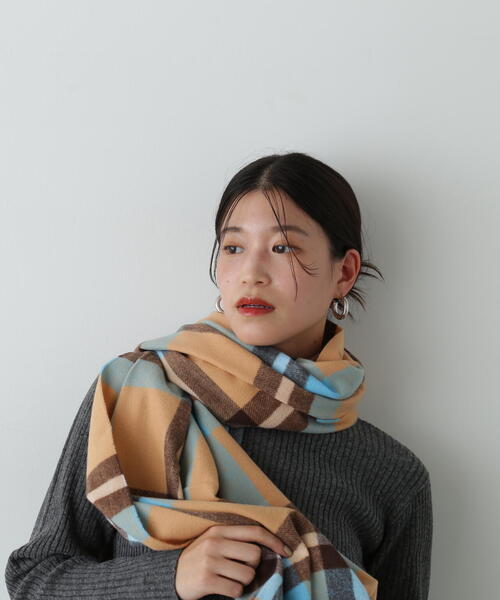 N.（N. Natural Beauty Basic）（エヌエヌナチュラルビューティーベーシック）の「◆チェックストール（ストール/ショール・レディース・ブルー系その他/イエロー系その他・ﾌﾘ-）」の3枚目の写真