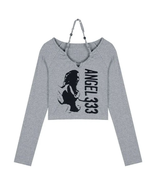sevens(セブンズ)の「【sevens】Y2Kネックデザインちびロンティ(Tシャツ/カットソー・レディース・ブラック/グレー・FREE)」の5枚目の写真
