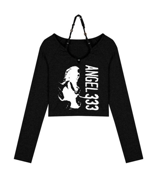 sevens(セブンズ)の「【sevens】Y2Kネックデザインちびロンティ(Tシャツ/カットソー・レディース・ブラック/グレー・FREE)」の6枚目の写真