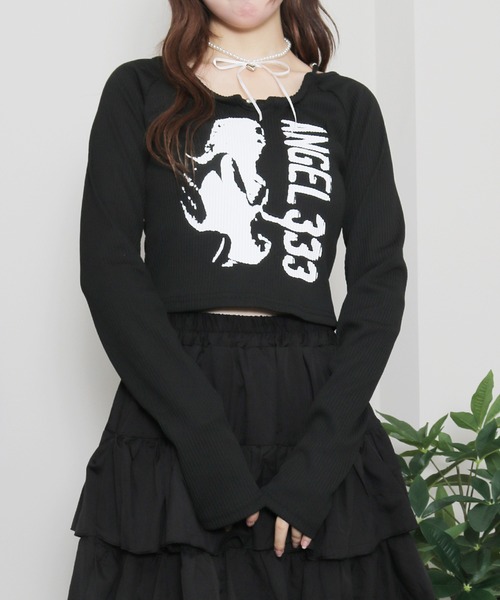 sevens(セブンズ)の「【sevens】Y2Kネックデザインちびロンティ(Tシャツ/カットソー・レディース・ブラック/グレー・FREE)」の12枚目の写真