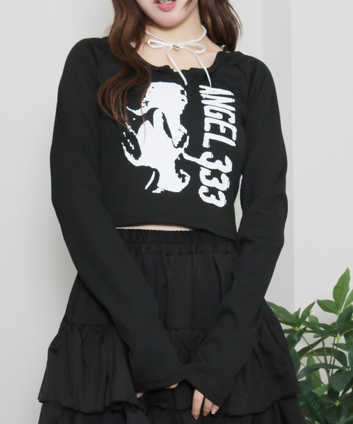 sevens(セブンズ)の「【sevens】Y2Kネックデザインちびロンティ(Tシャツ/カットソー・レディース・ブラック/グレー・FREE)」の21枚目の写真