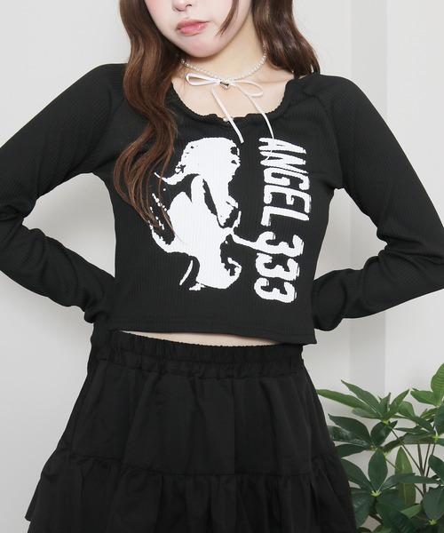 sevens(セブンズ)の「【sevens】Y2Kネックデザインちびロンティ(Tシャツ/カットソー・レディース・ブラック/グレー・FREE)」の22枚目の写真