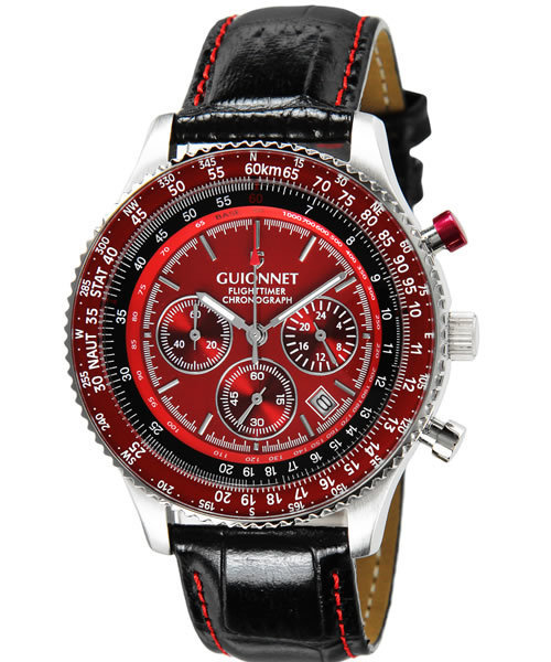 GUIONNET（ギオネ）の「GUIONNET Flight Timer ギオネ パイロット クロノグラフ 100m防水 腕時計（アナログ腕時計・メンズ・ダークブラック/ブラック×シルバー/レオパード/ブラウン/ホワイト/ブラウン×イエロー/カモフラージュ/シルバー×ブルー/ピンクゴールド/ブラック×ゴールド/レッド/ネイビー/ホワイト系その他/ホワイト×ネイビー・FREE）」の10枚目の写真