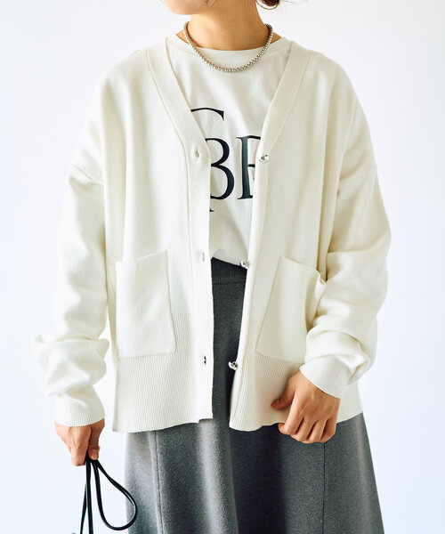 un dix cors（アンディコール）の「《オンオフ兼用・厚すぎず薄すぎず》ミラノリブカーデ（カーディガン/ボレロ・レディース・オフホワイト/グレー/ブラック・FREE）」の14枚目の写真