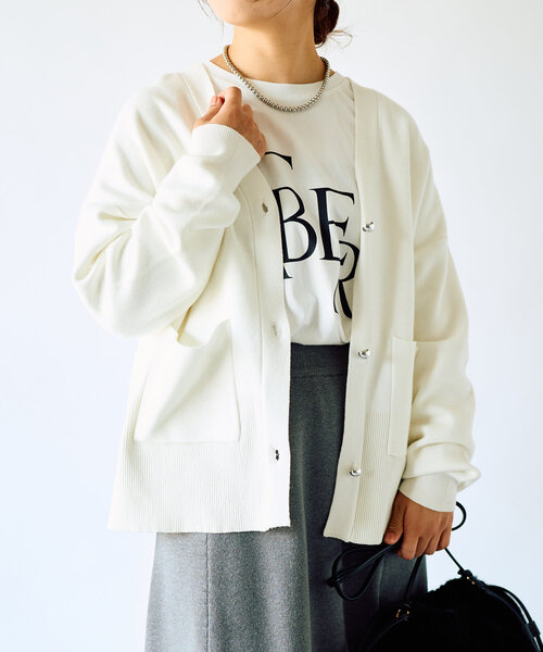 un dix cors（アンディコール）の「《オンオフ兼用・厚すぎず薄すぎず》ミラノリブカーデ（カーディガン/ボレロ・レディース・オフホワイト/グレー/ブラック・FREE）」の18枚目の写真